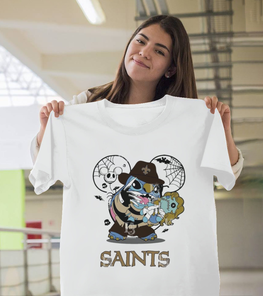 Saints Stitch Freddy Krueger Halloween New Orleans Football Horror T-Shirt