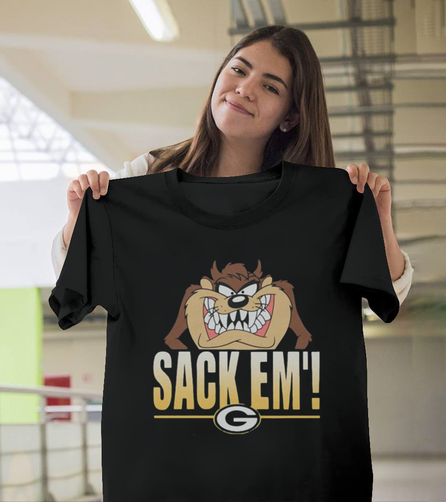 Looney Tunes Taz Sack Em Green Bay Packers NFL T-Shirt