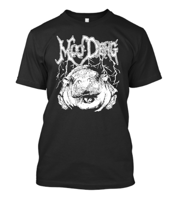 Moo Deng Heavy Metal Style Hippo With Lightning T-Shirt