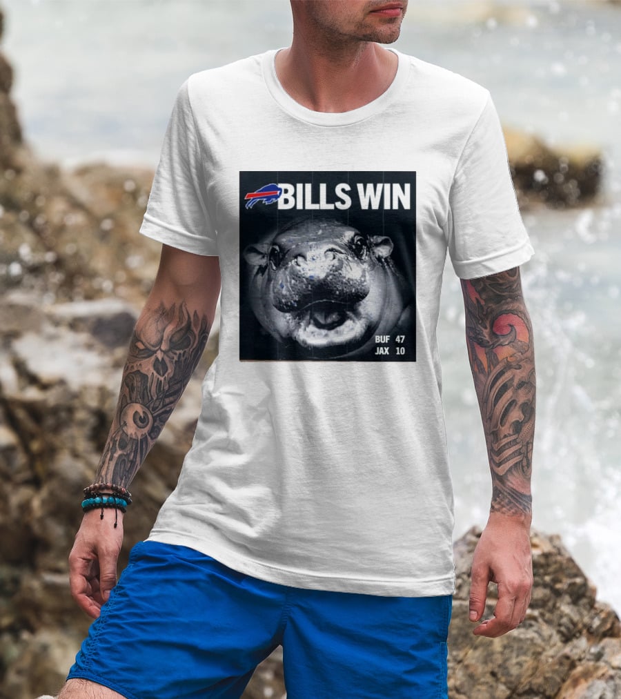 BILLS WIN Buffalo Bills Mafia GoBills Moodeng BUF 47 JAX 10 T-Shirt