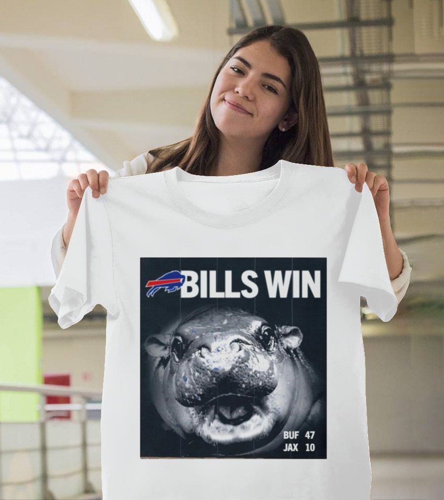 BILLS WIN Buffalo Bills Mafia GoBills Moodeng BUF 47 JAX 10 T-Shirt