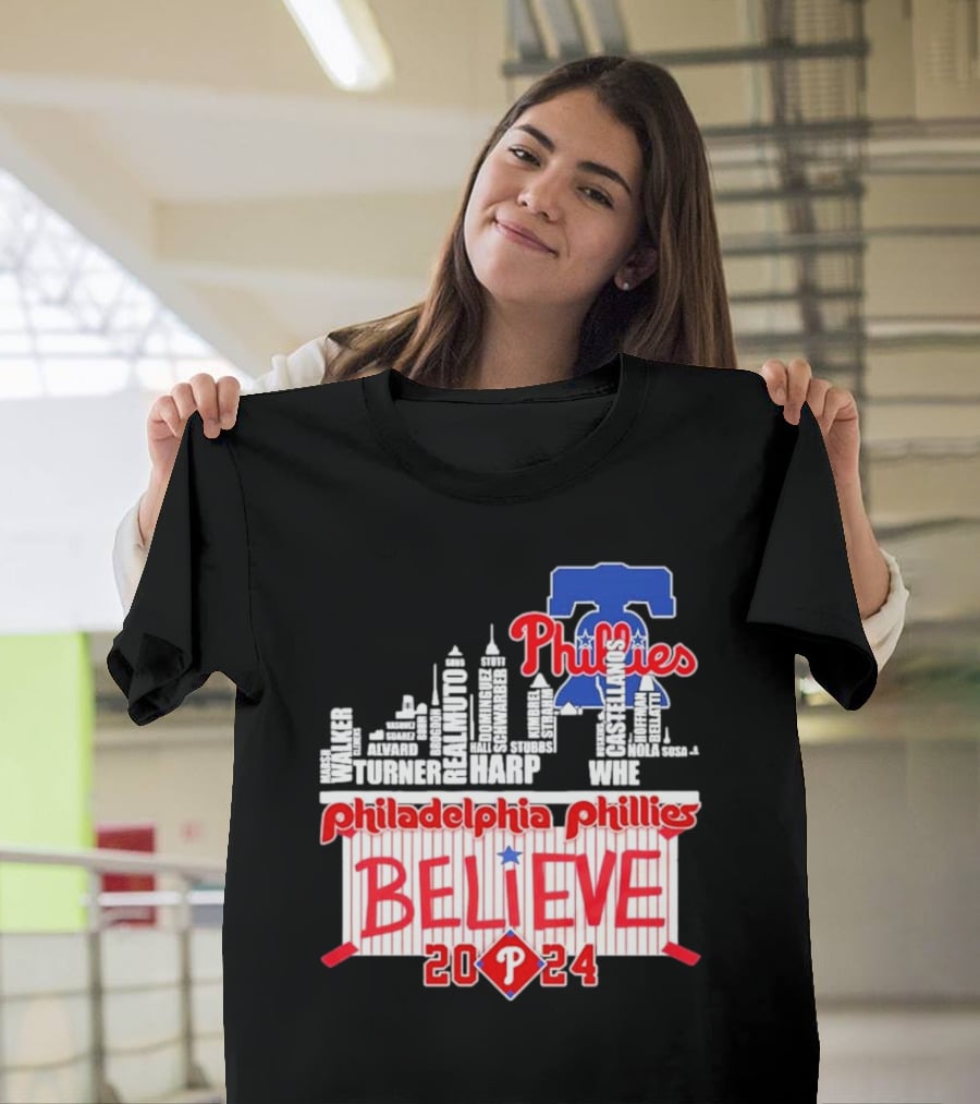 Philadelphia Phillies Believe Skyline Players Names October T-Shirt