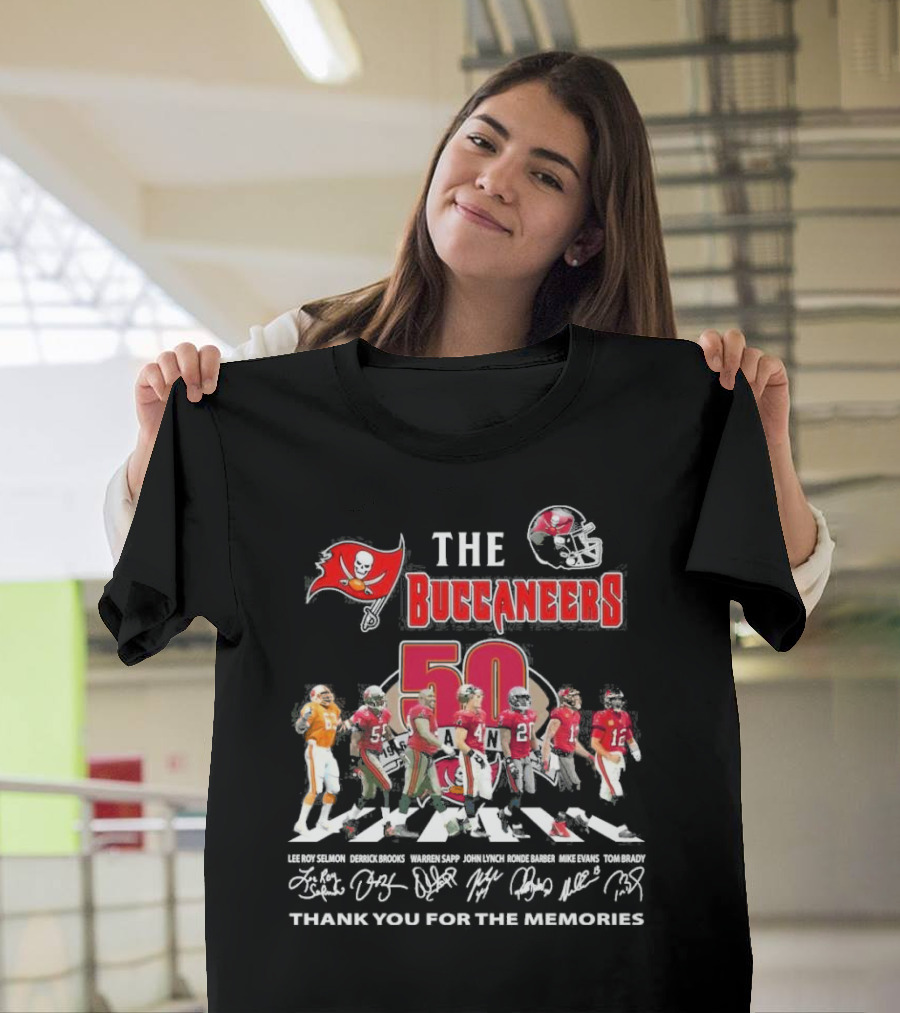 The Buccaneers 50th Anniversary Celebration Signature Thank You For The Memories T-Shirt