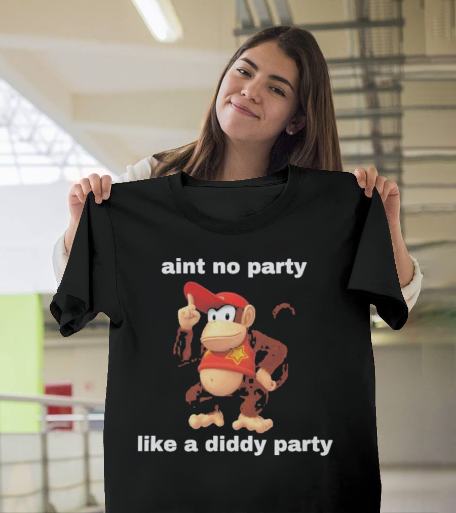 Aint No Party Like A Diddy Party Funny Meme Monkey With Red Hat And Star T-Shirt