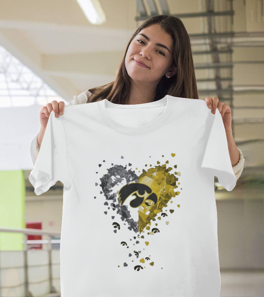 Heart Diamonds Crystal Hawkeyes Iowa Heart T-Shirt