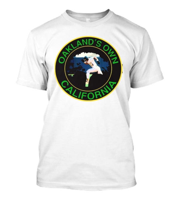 Oakland’s Own California Baseball Player Icon In Green And Yellow Circle T-Shirt