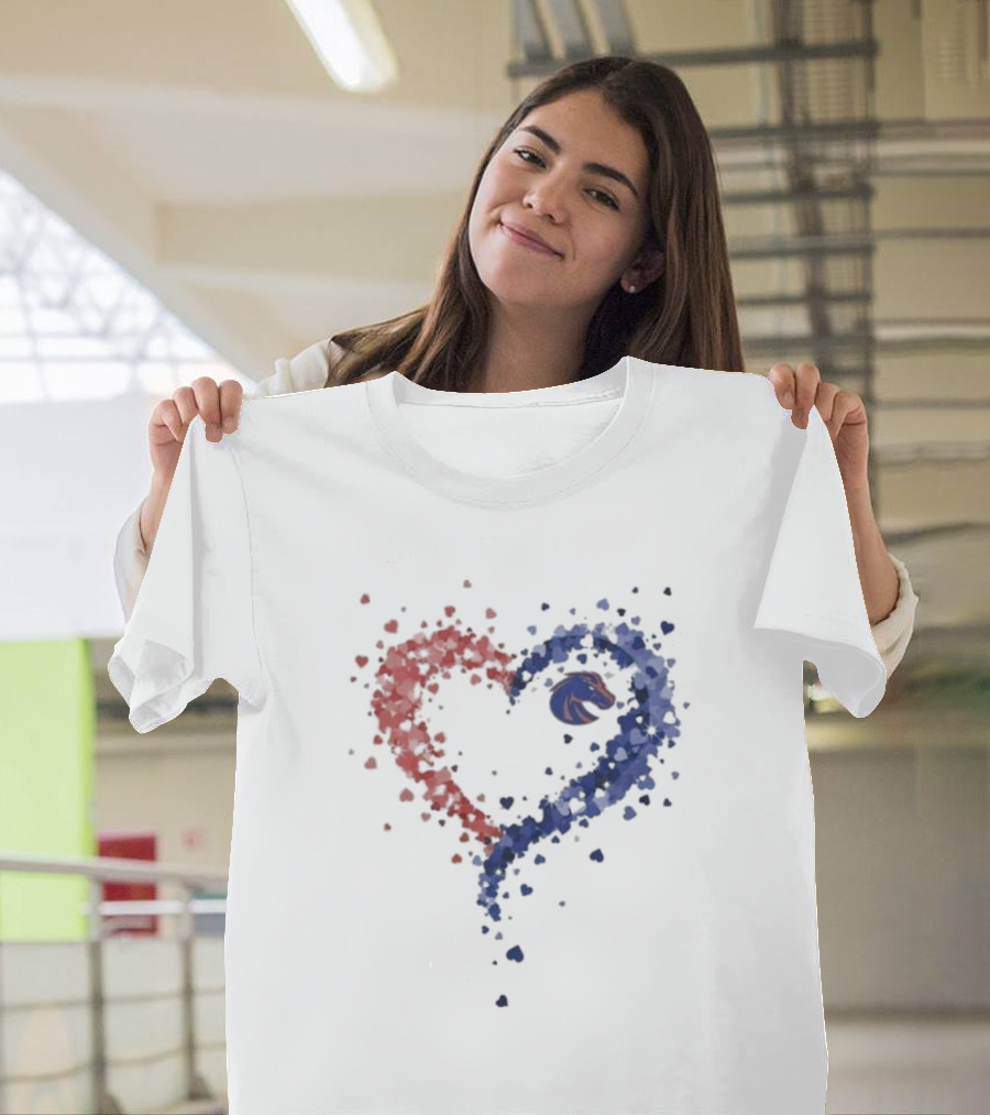 Passion Heart Boise State Broncos 2024 Blue Red Heart T-Shirt