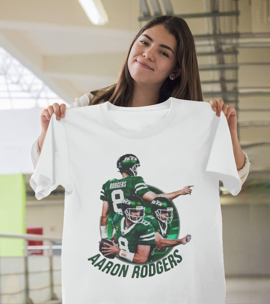 Aaron Rodgers New York Jets NFL Quarterback Number 8 T-Shirt