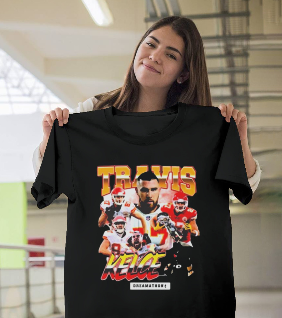 Travis Kelce Kansas City Chiefs Dreamathon Football Player Collage T-Shirt