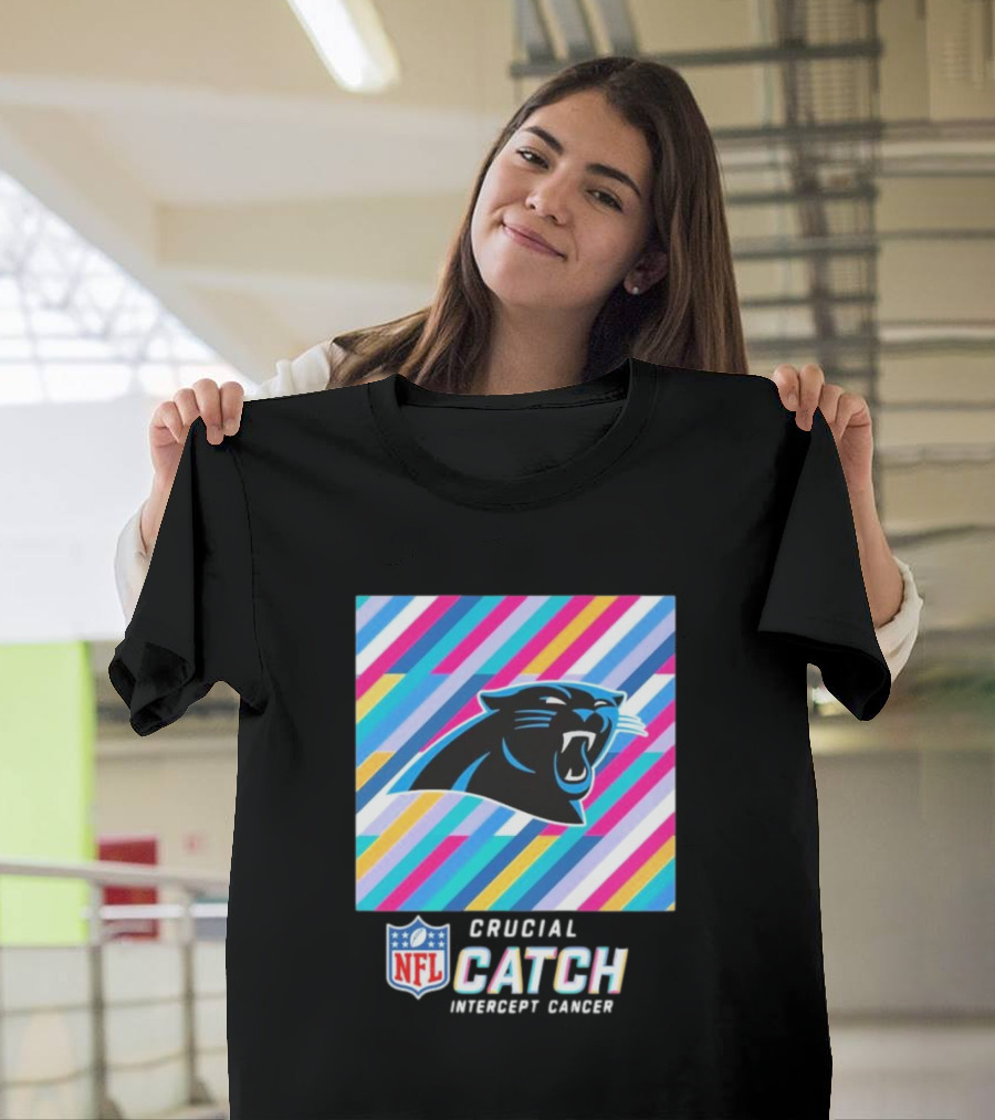NFL Crucial Catch Intercept Cancer Carolina Panthers 2024 Colorful T-Shirt