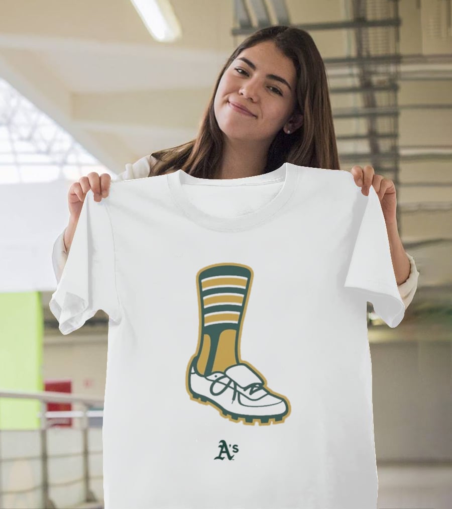 Oakland Athletics A's Iconic Green And Gold Footwear T-Shirt
