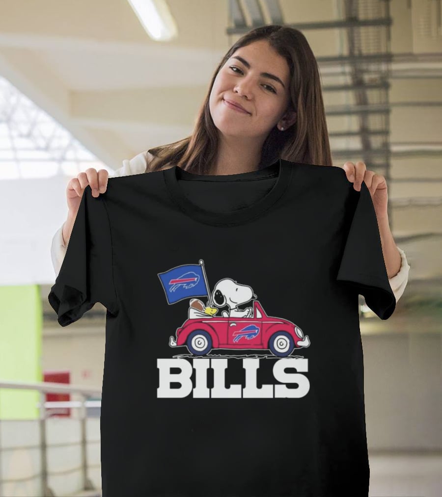 Snoopy Woodstock Driving Car Buffalo Bills T-Shirt