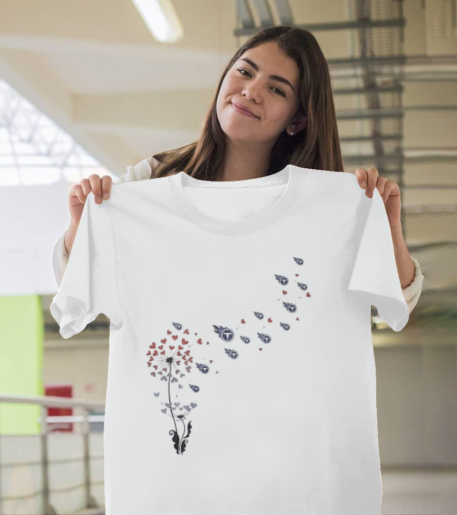 Tennessee Titans Floral Dandelion Burst with Team Spirit T-Shirt