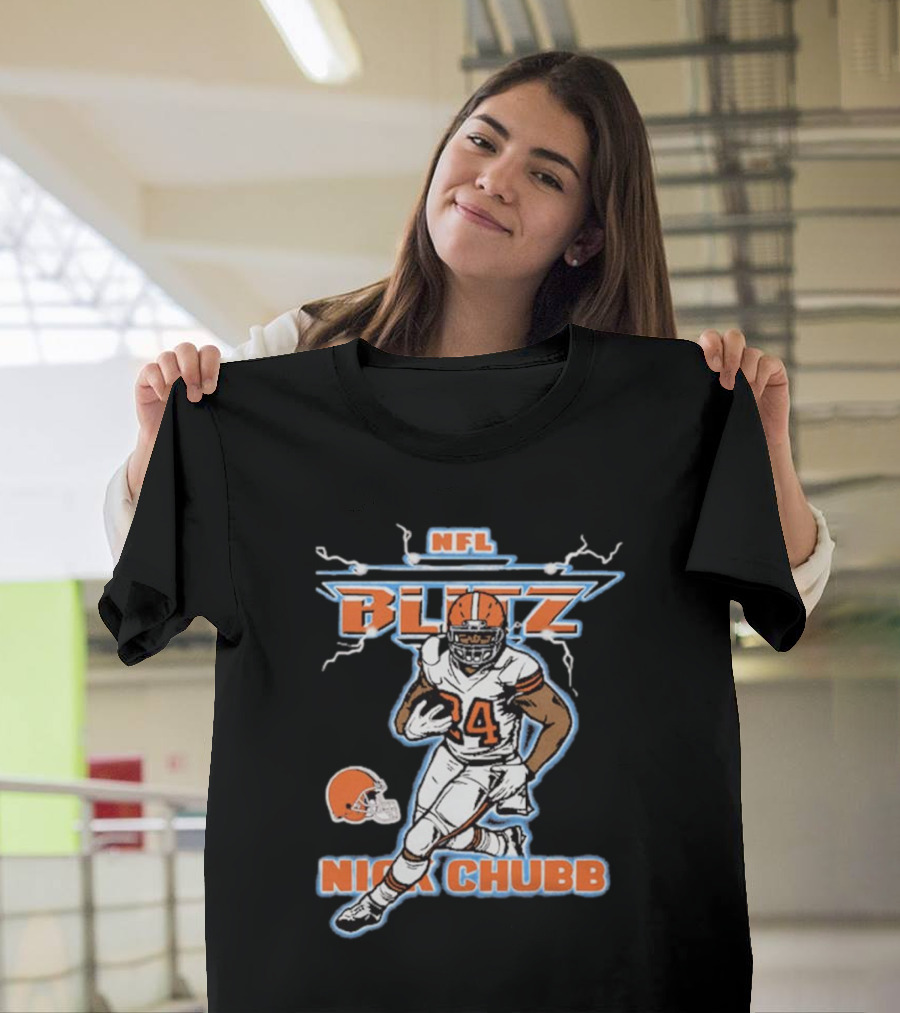 Nick Chubb Cleveland Browns NFL Blitz 24 Lightning T-Shirt