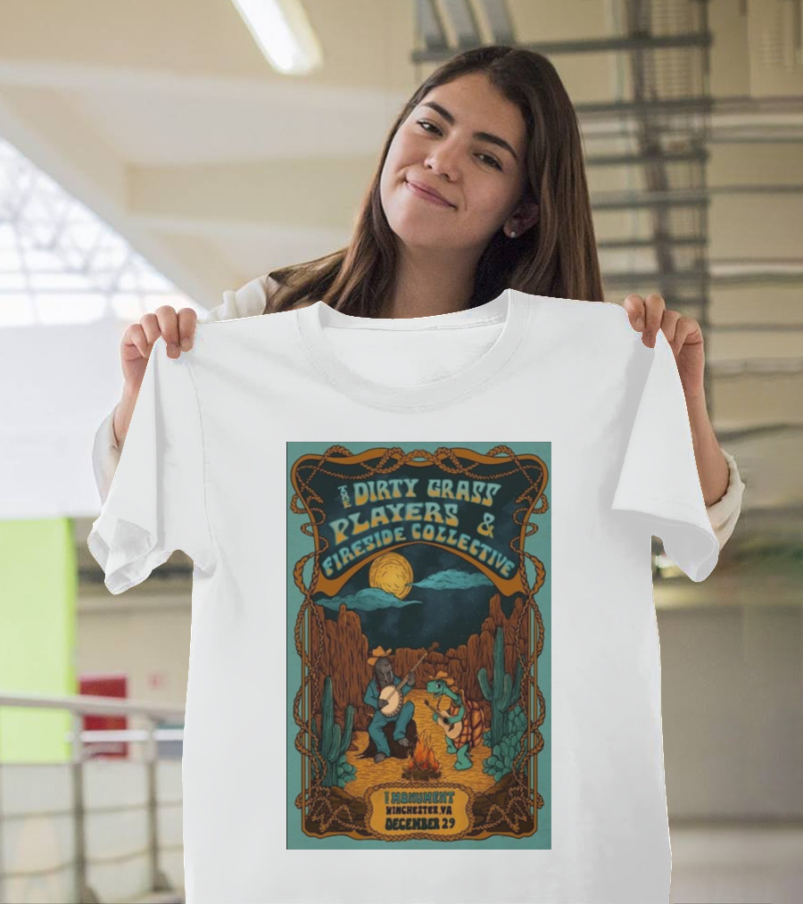 The Dirty Grass Players and Fireside Collective December 29 The Monument Winchester VA Desert Jam Session Night Under Moon T-Shirt