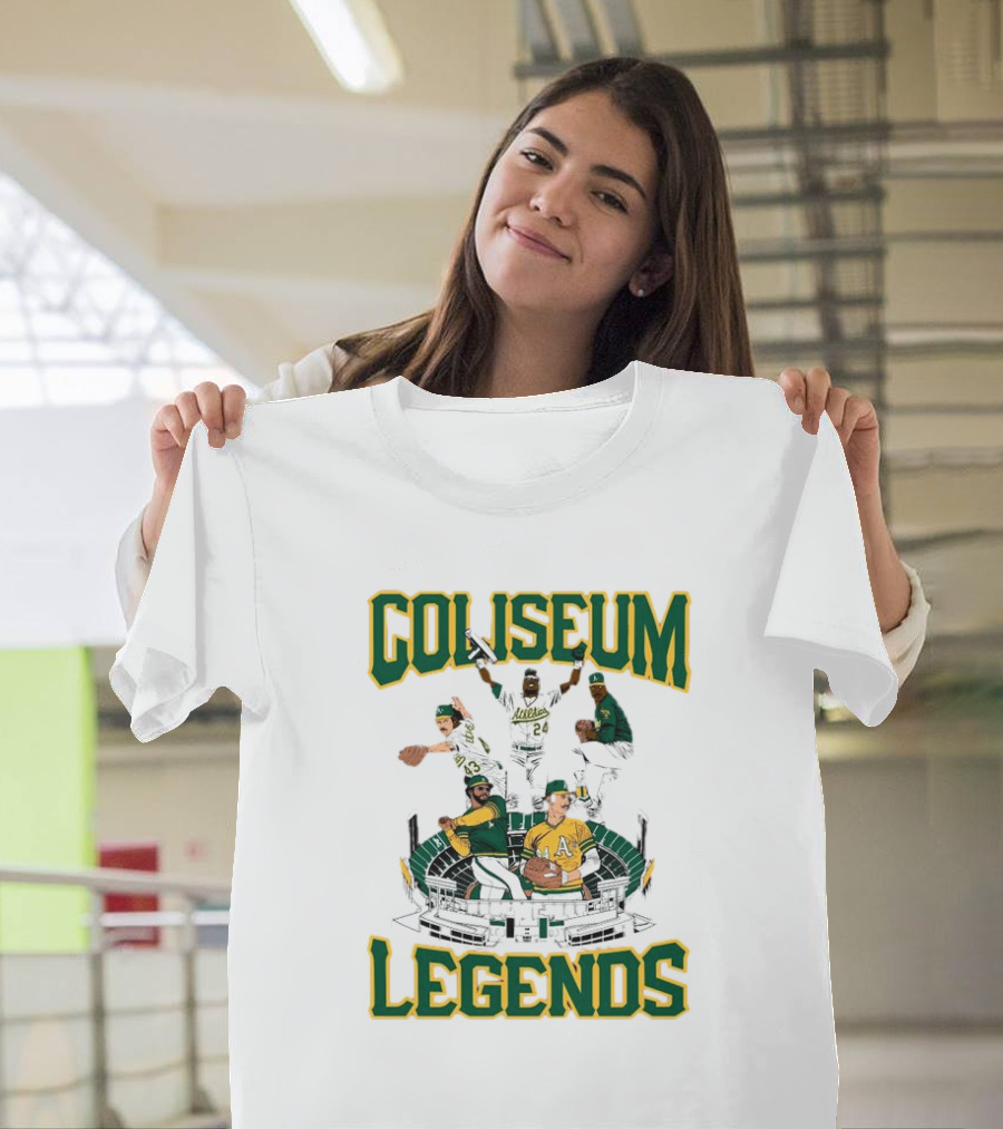 Oakland Athletics A’s Coliseum Legends Baseball Players Caricature T-Shirt