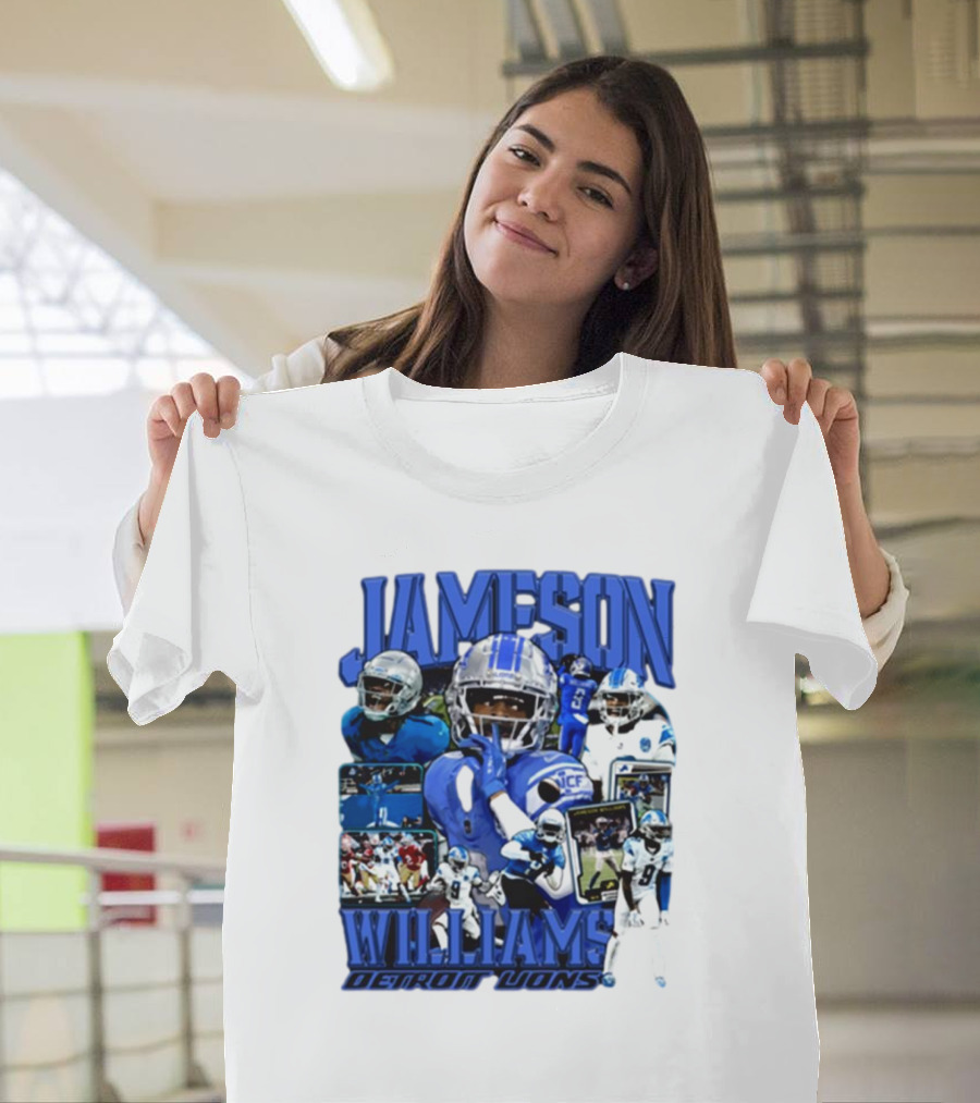 Jameson Williams Detroit Lions Football Player Collage T-Shirt