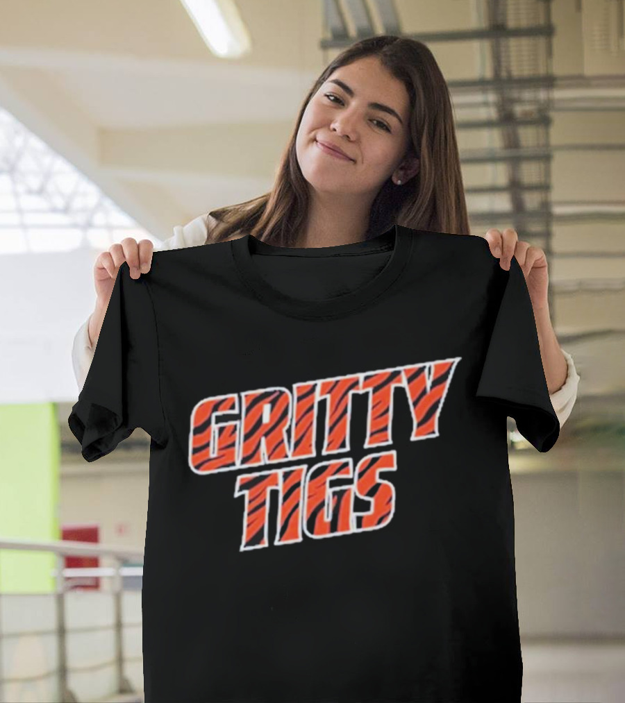Gritty Tigs Detroit Tigers Baseball Tiger Stripe Text T-Shirt