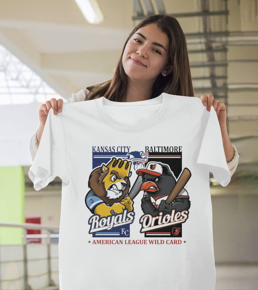 Kansas City Royals Vs Baltimore Orioles MLB American League Wild Card Mascots T-Shirt