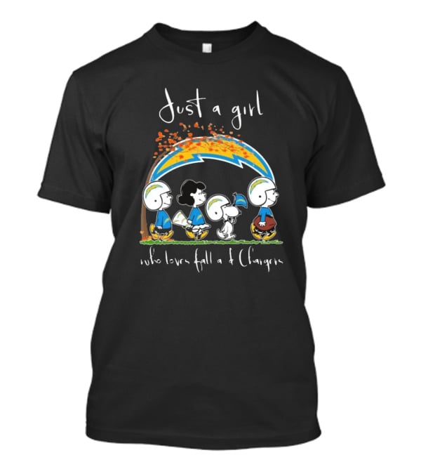 Just A Girl Who Loves Fall And Chargers Peanuts Characters T-Shirt