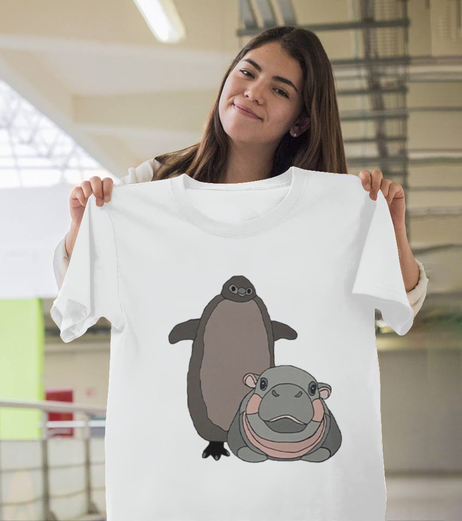 Pesto The Penguin And Moo Deng The Baby Hippo Friends Adventure T-Shirt