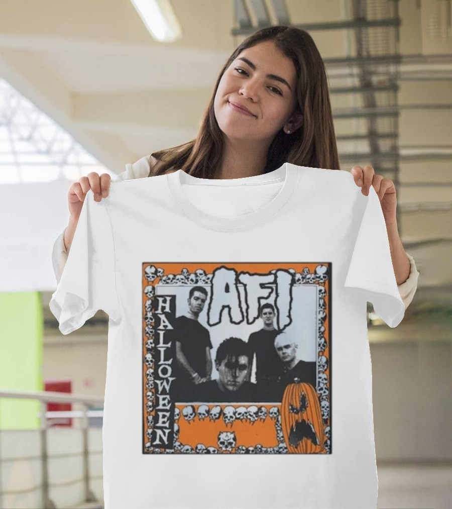 AFI Halloween Skull Border Pumpkin T-Shirt