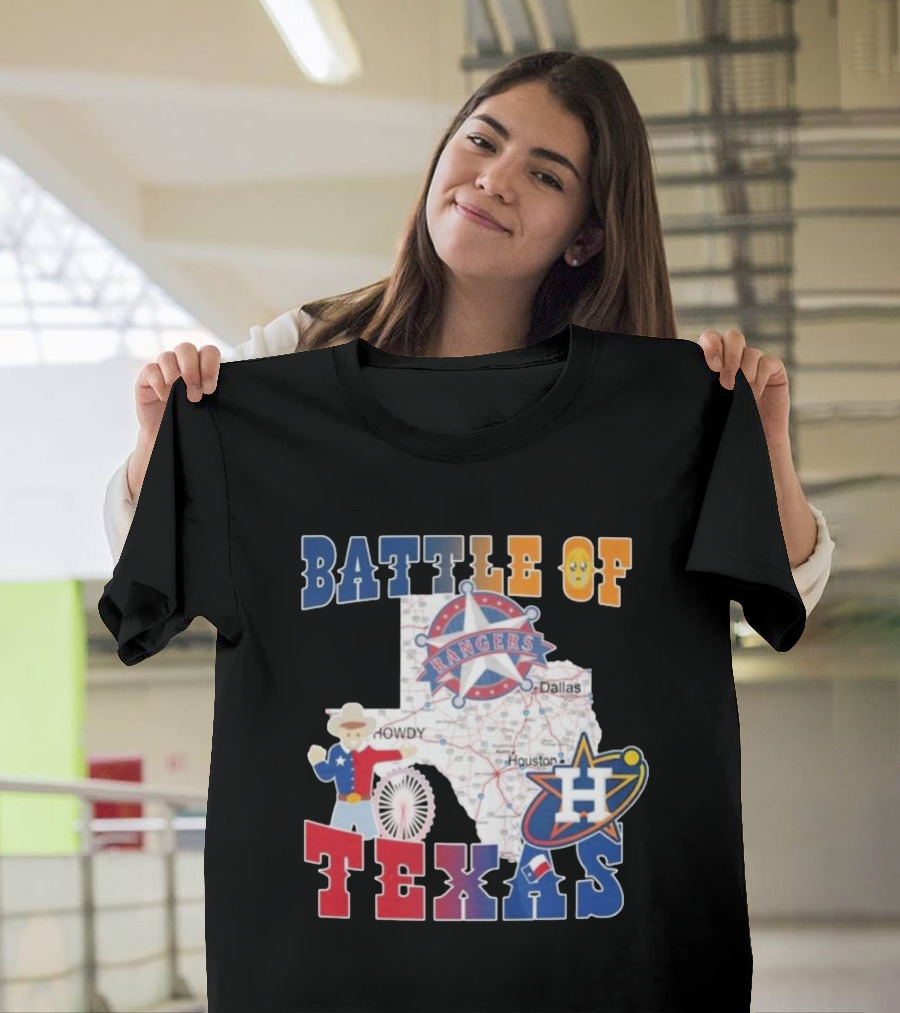 Battle Of Texas Rangers Astros Map T-Shirt