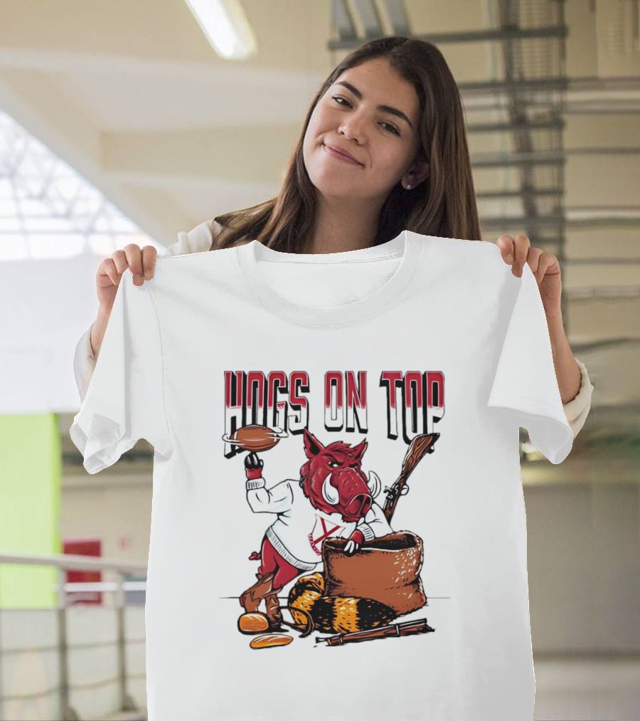 Hogs on Top Arkansas Razorbacks Football T-Shirt