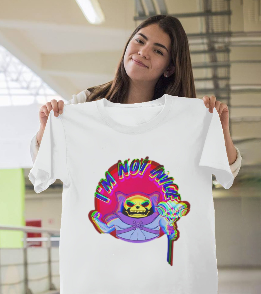I'm Not Nice Glitch Skull Staff Villain T-Shirt