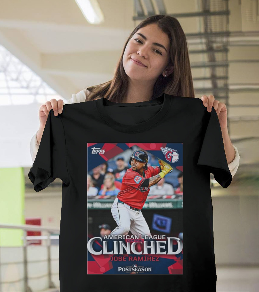 Topps José Ramírez Cleveland Guardians American League Central Clinched MLB Postseason T-Shirt