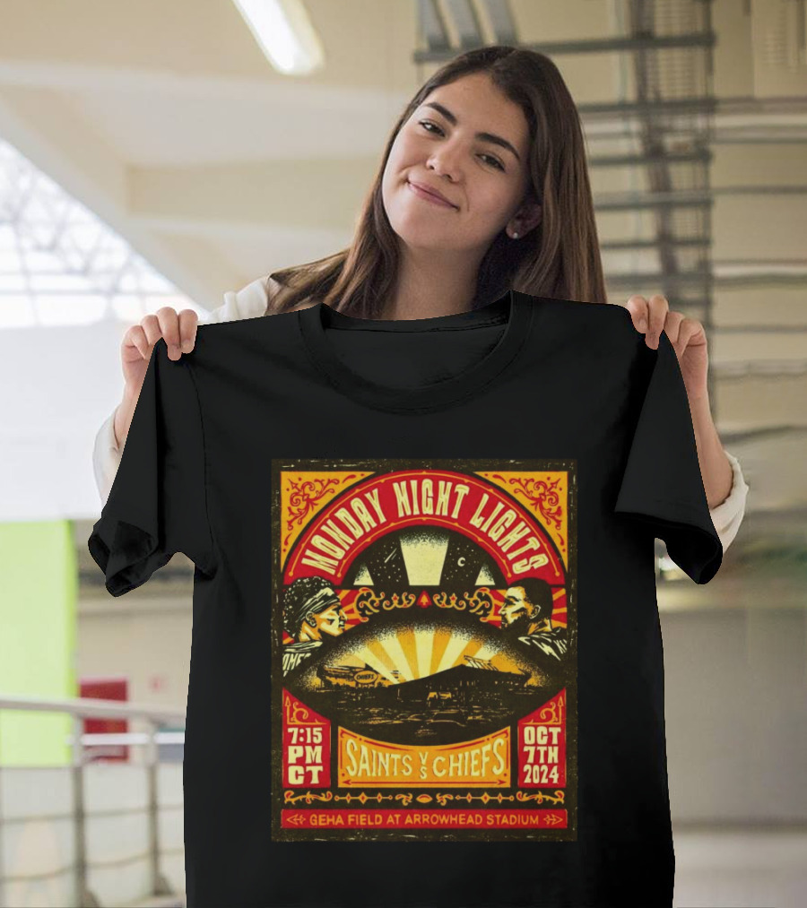 Monday Night Lights: Saints vs Chiefs October 7th 2024 GEHA Field at Arrowhead Stadium 7:15 PM CT T-Shirt