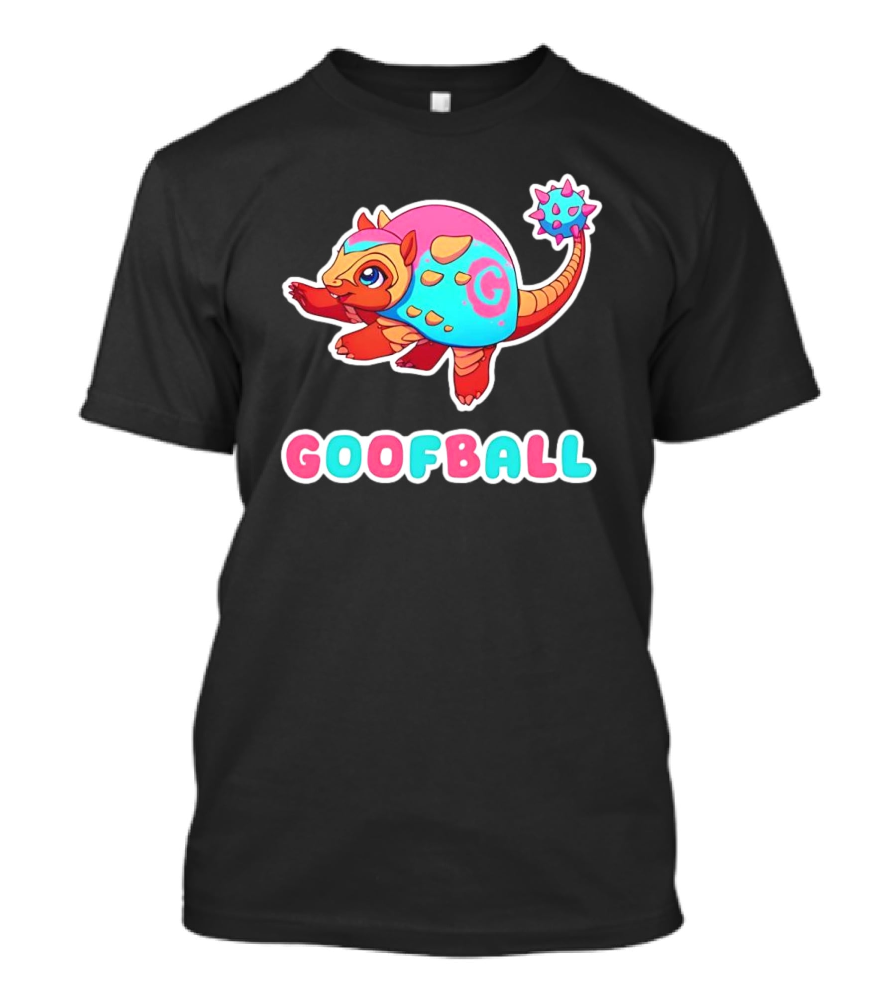 Pangolin Goofball Colorful Character With Pink And Blue Spikes T-Shirt