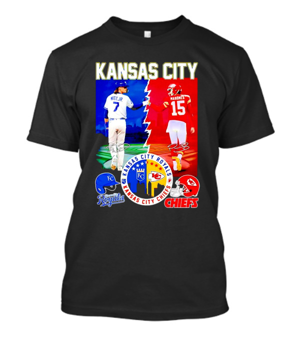 Kansas City Royals Witt Jr Chiefs Mahomes Signatures T-Shirt