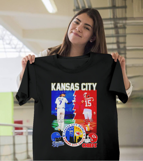 Kansas City Royals Witt Jr Chiefs Mahomes Signatures T-Shirt