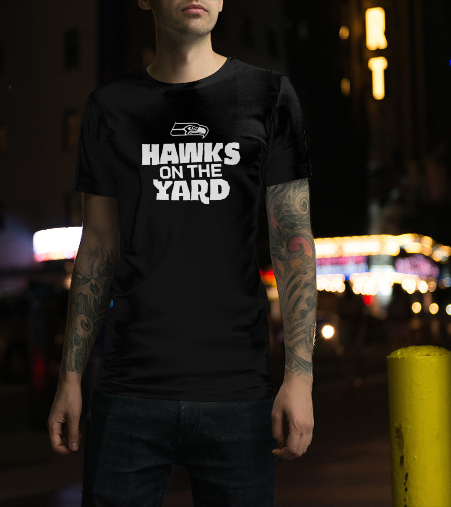 Seattle Seahawks Hawks On The Yard NFL T-Shirt