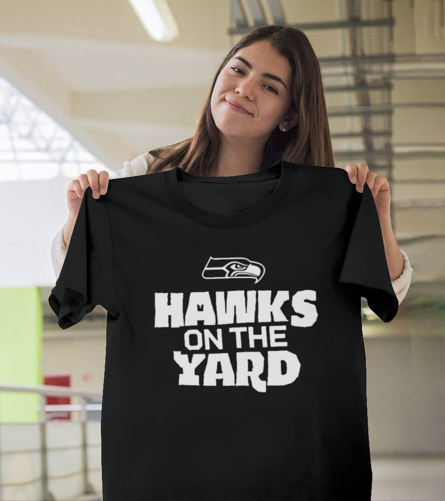 Seattle Seahawks Hawks On The Yard NFL T-Shirt