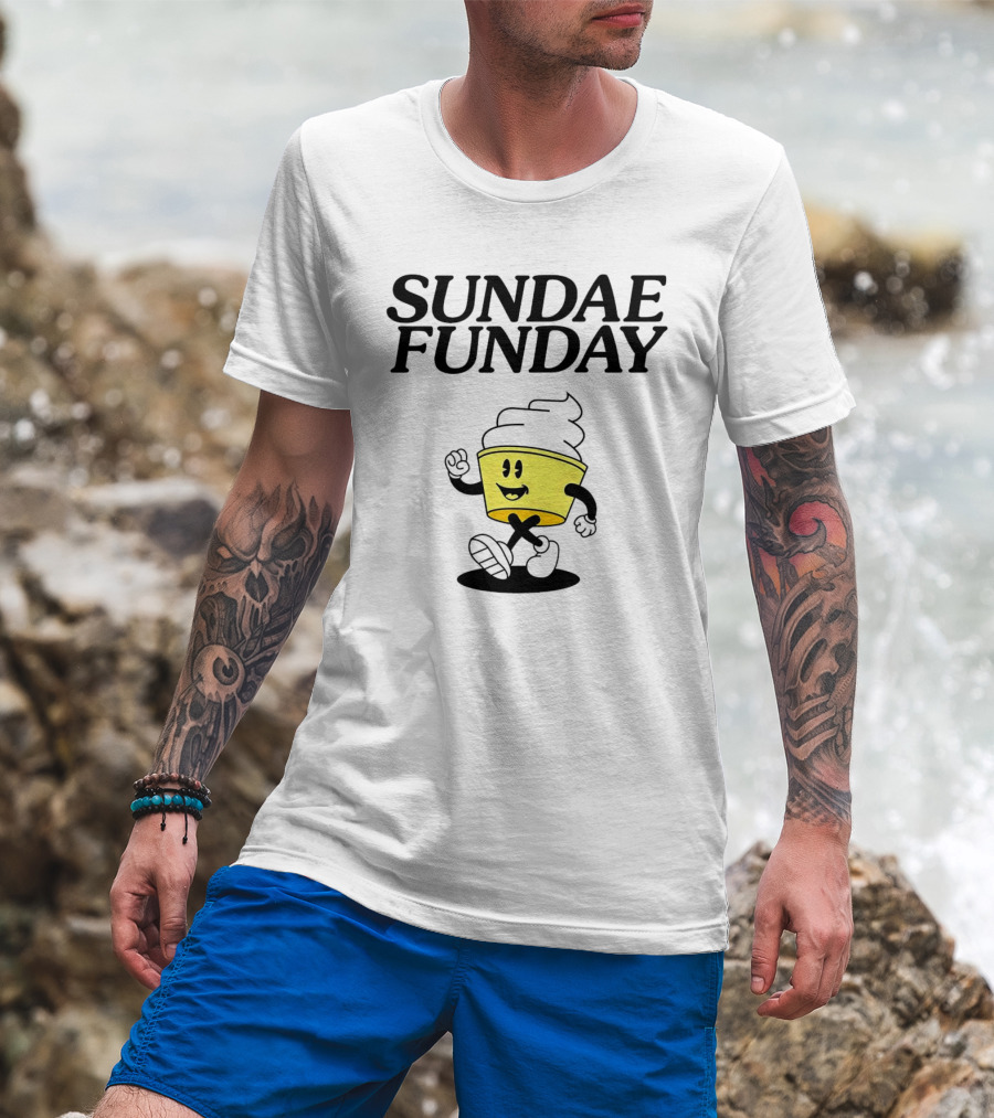 Sundae Funday Smiley Face Walking Ice Cream Cup T-Shirt