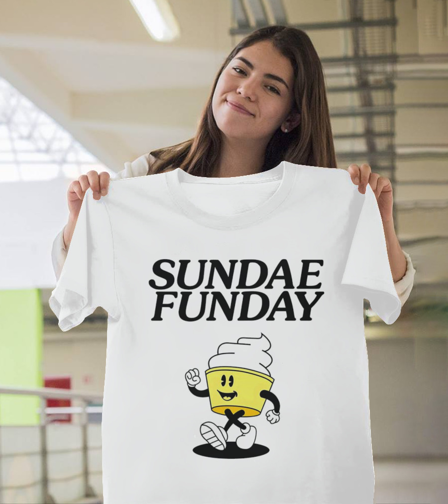 Sundae Funday Smiley Face Walking Ice Cream Cup T-Shirt