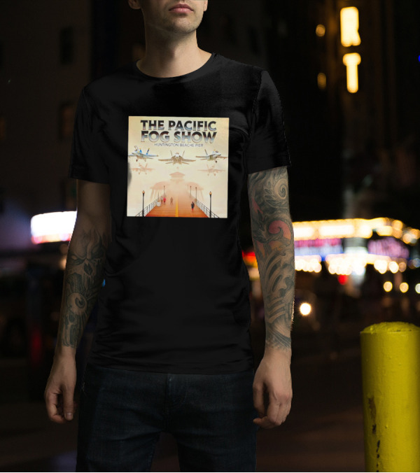 The Pacific Fog Show Jets Over Huntington Beache Pier T-Shirt