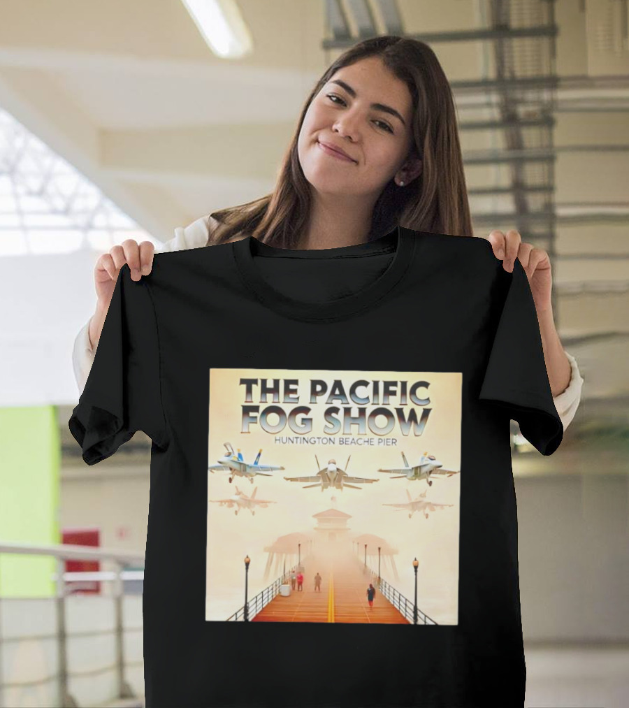 The Pacific Fog Show Jets Over Huntington Beache Pier T-Shirt
