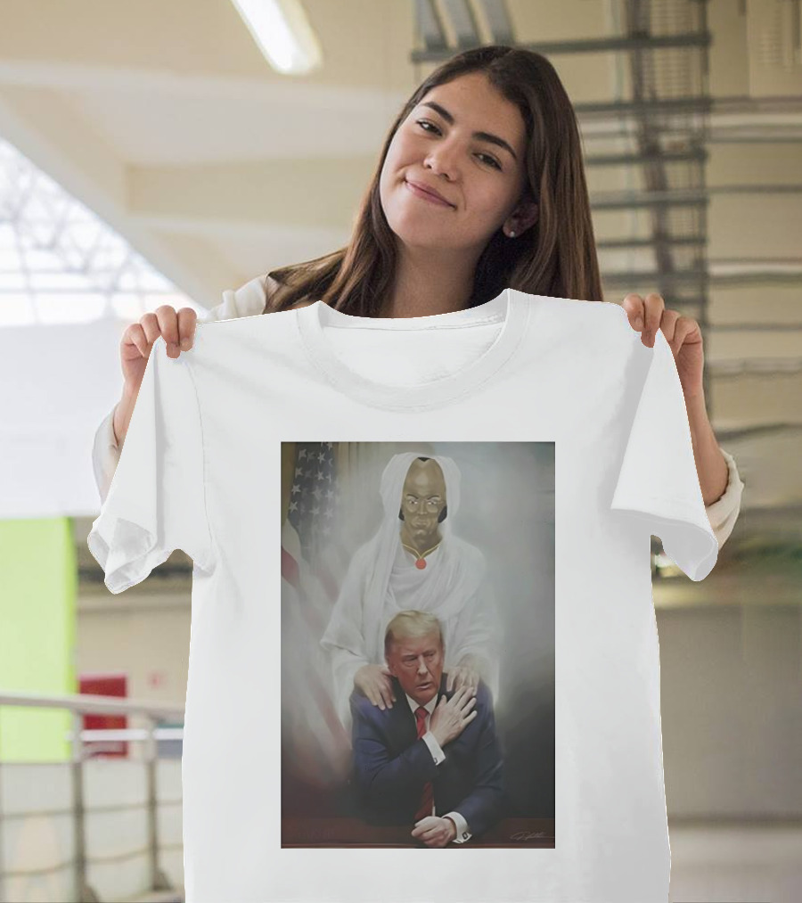 Yakub And Trump Iconic Painting With Flag Backdrop T-Shirt
