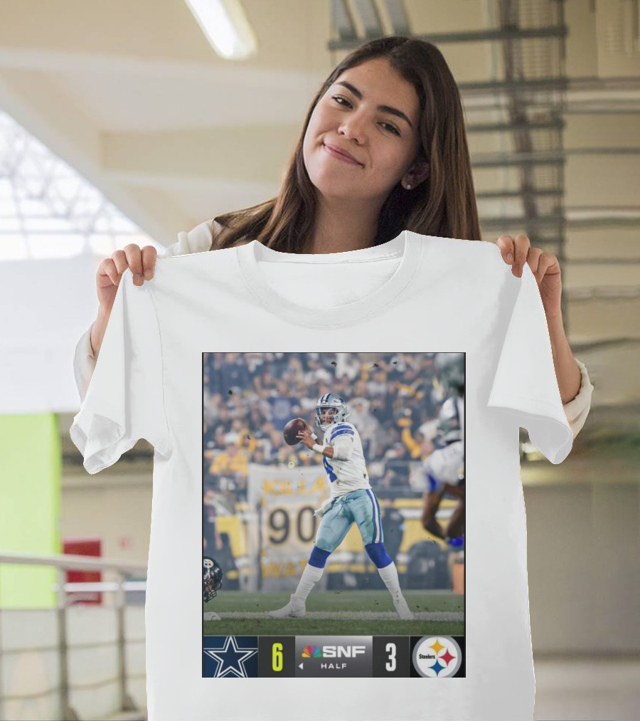 Dallas Cowboys 6 SNF Half 3 Pittsburgh Steelers T-Shirt