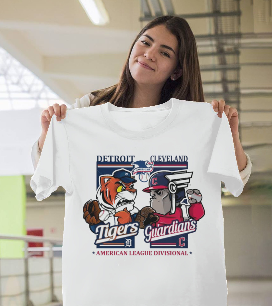 Detroit Tigers Cleveland Guardians American League Divisional 2024 Mascots Clash T-Shirt