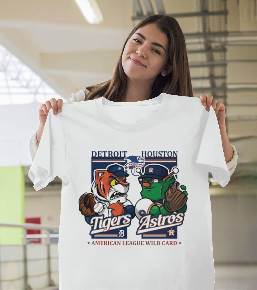 Detroit Tigers Vs Houston Astros American League Wild Card 2024 Mascots T-Shirt