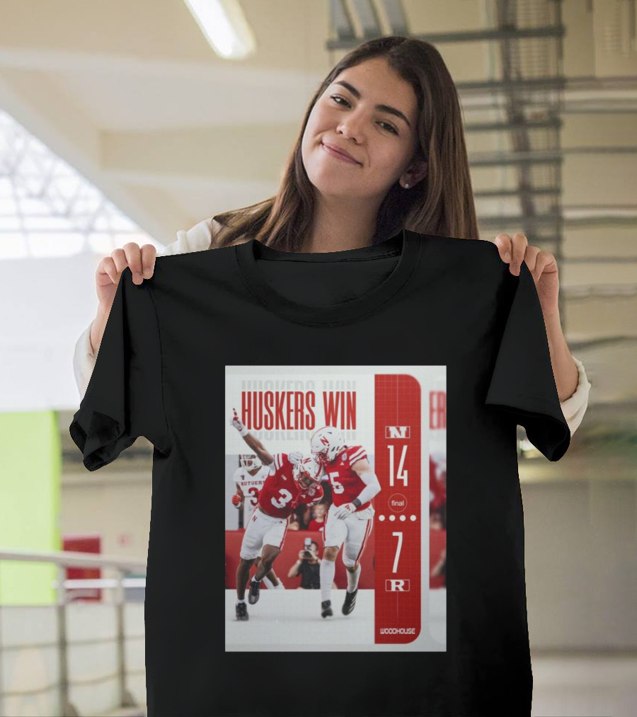Huskers Win Final Nebraska 14 – 7 Rutgers Scarlet Knights Woodhouse T-Shirt