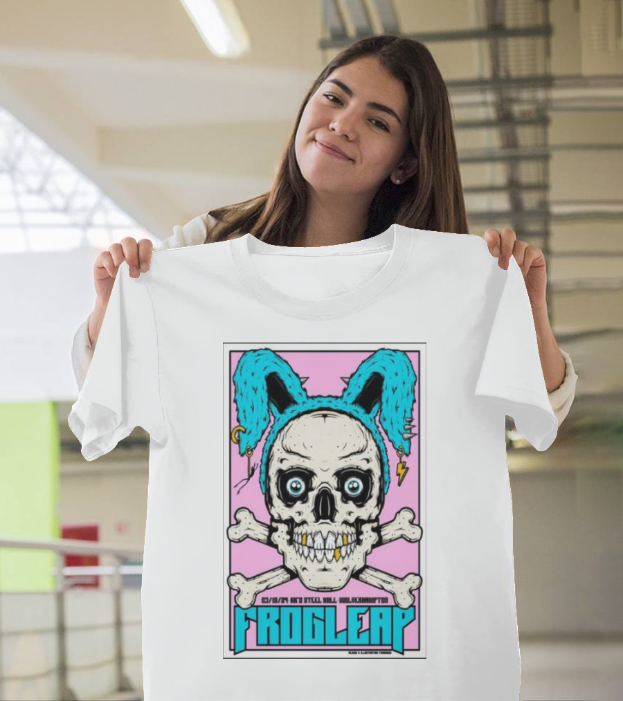 Frogleap Skull and Bones with Blue Hair Wolverhampton Concert October 3 T-Shirt