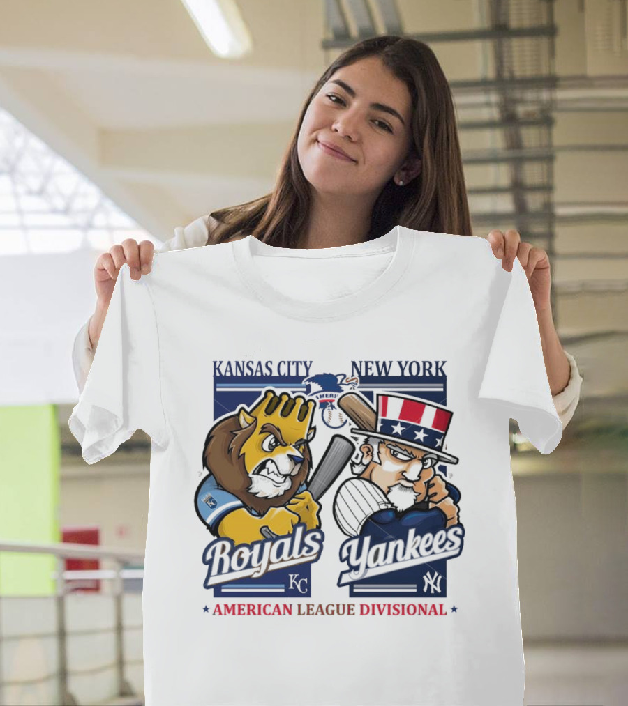 Kansas City Royals New York Yankees American League Divisional 2024 Mascots T-Shirt
