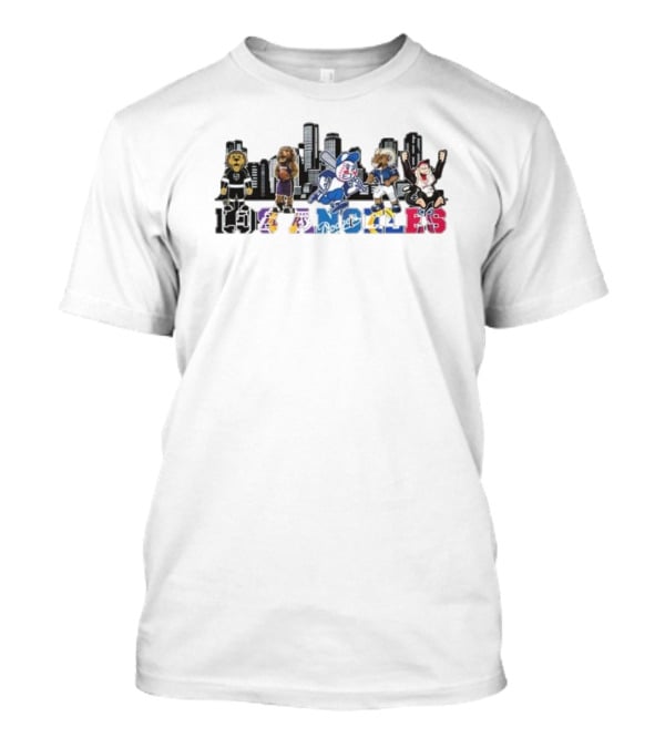Los Angeles City Sports Mascots Cartoon Skyline T-Shirt