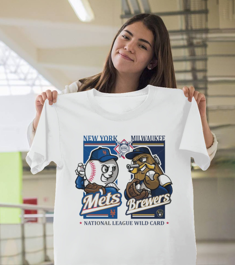 New York Mets Vs Milwaukee Brewers National League Wild Card 2024 Mascots T-Shirt
