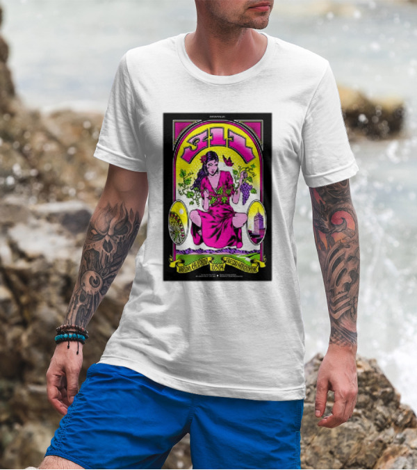 311 Fresno Fairgrounds October 9 2024 Poster With Woman Holding Grapes And California Icons T-Shirt